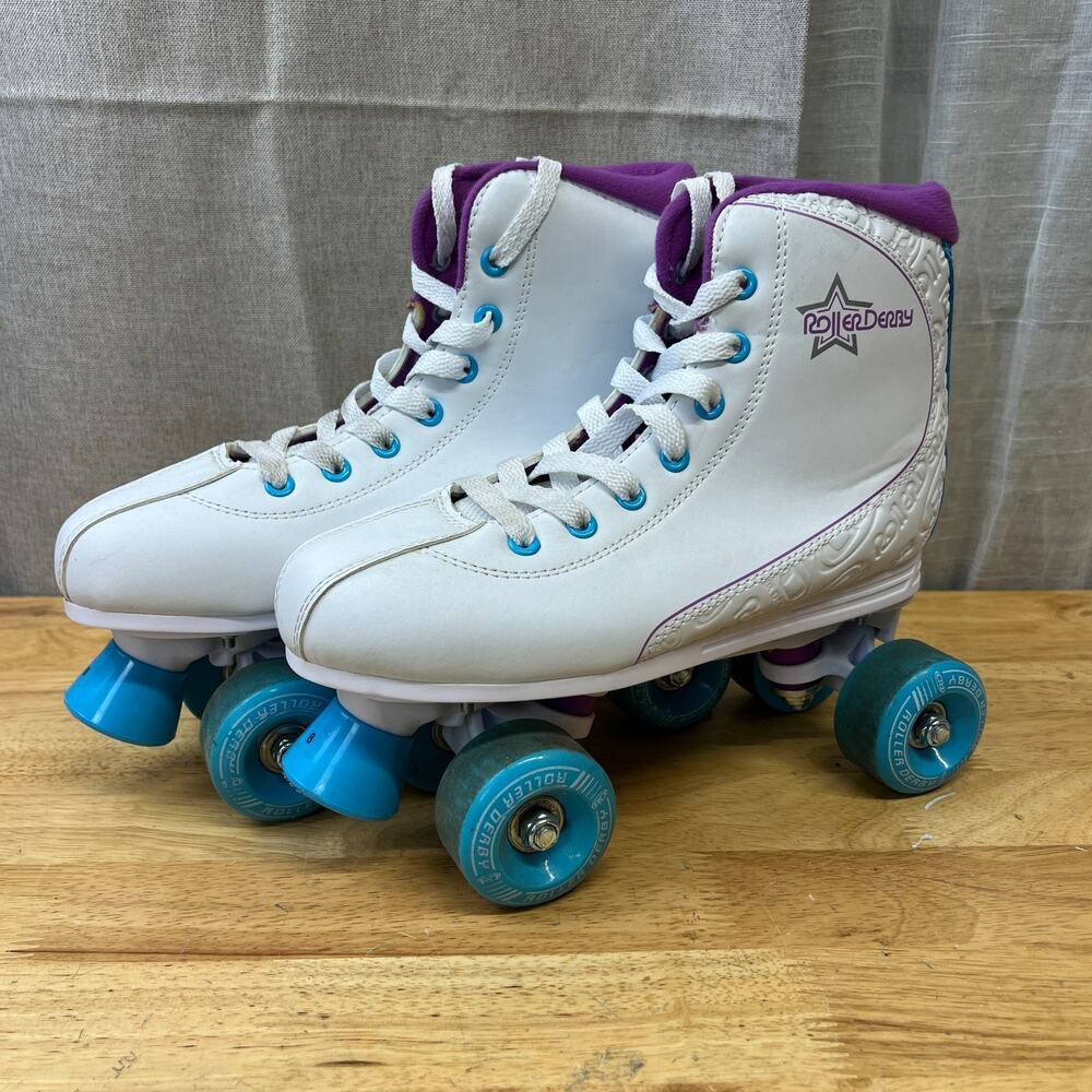 Roller Derby Roller Star 600 Women's Size 8 White Blue Purple